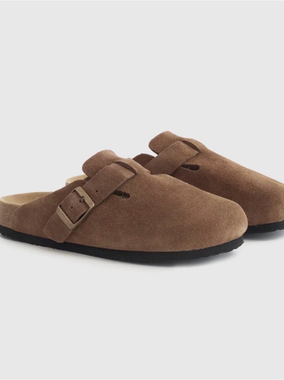 Quince Brown Suede Clog Mules - Picture 2 of 4
